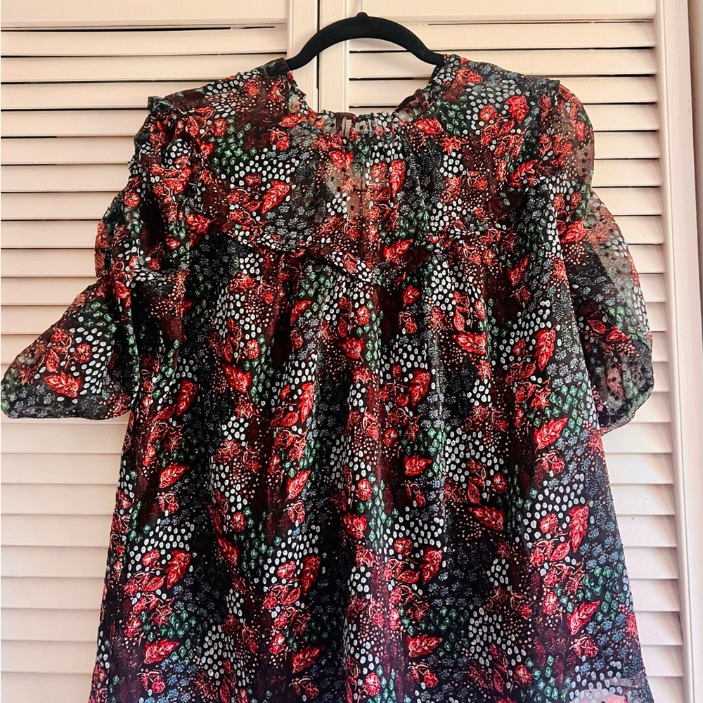 LOFT Floral Blouse - Red and Green